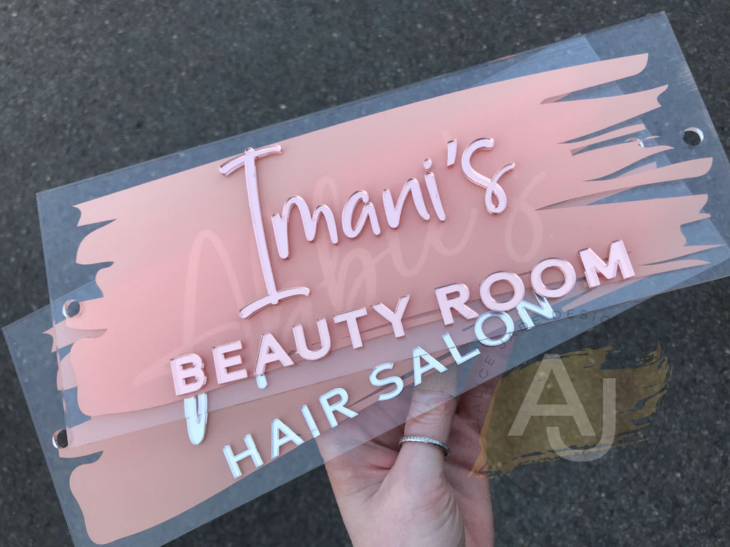 Personalised Door/Wall Acrylic Plaque/Sign | Salon Signs | Salon Signage | Paint Splash