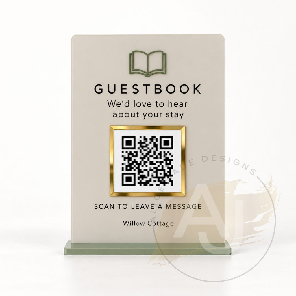 Acrylic QR Code Guestbook Sign for Holiday Lets & Airbnbs