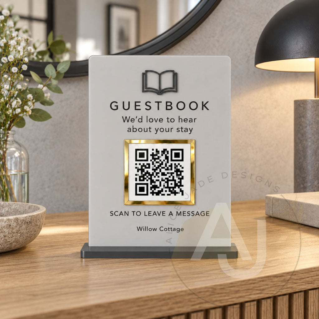 Acrylic QR Code Guestbook Sign for Holiday Lets & Airbnbs