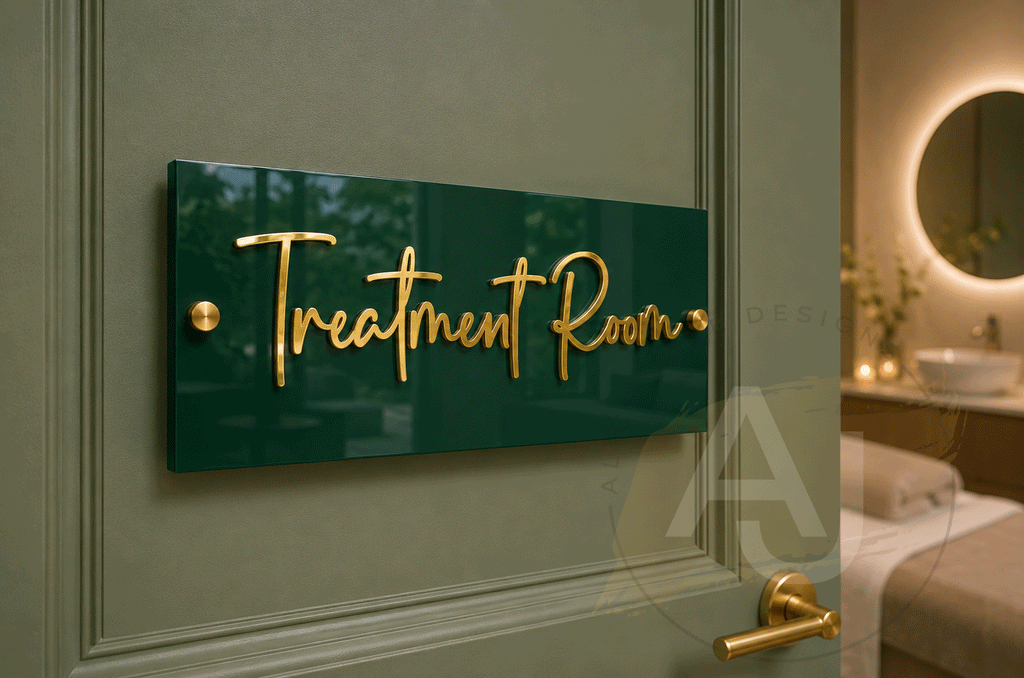 Personalised Room Door Sign | Custom Acrylic Plaque with 3D Text | Salon, Spa, Lodge & Home Decor