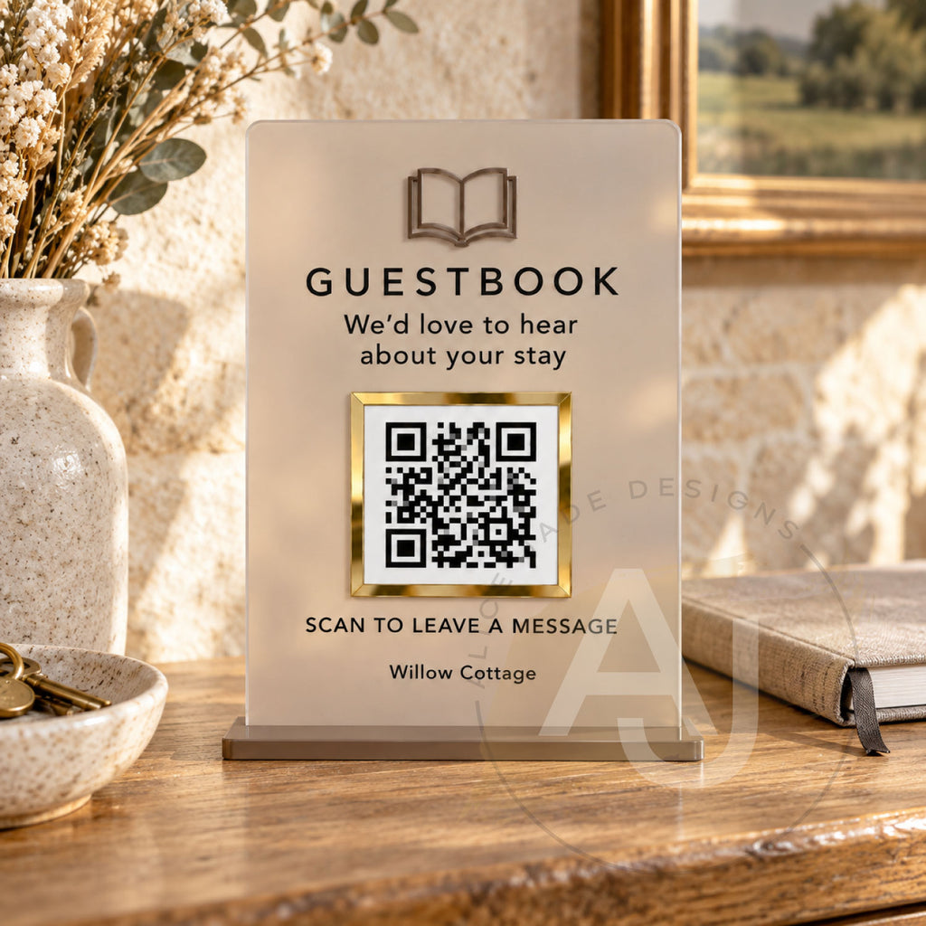 Acrylic QR Code Guestbook Sign for Holiday Lets & Airbnbs