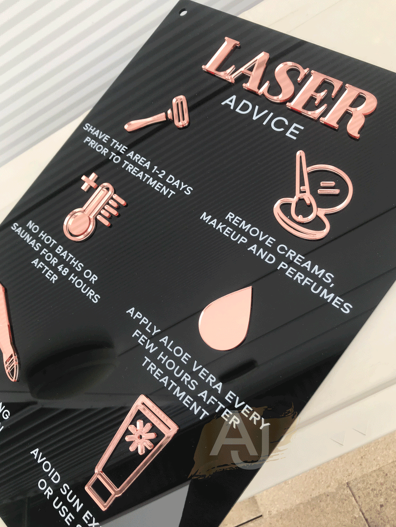 Laser Aftercare Advice Acrylic A3 Wall Sign | Beauty Sign | Business Sign | Spa Sign | Salon Sign | Salon Decor