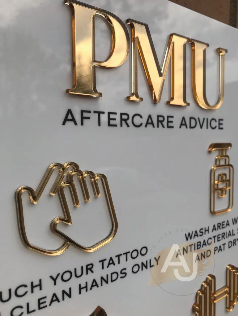 PMU Aftercare Advice Acrylic A3 Wall Sign | Beauty Sign | Business Sign | Spa Sign | Salon Sign | Salon Decor