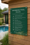 Custom Swimming Pool Rules Plaque | Personalised Outdoor Acrylic Sign for Airbnb & Holiday Rentals