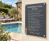 Custom Swimming Pool Rules Plaque | Personalised Outdoor Acrylic Sign for Airbnb & Holiday Rentals