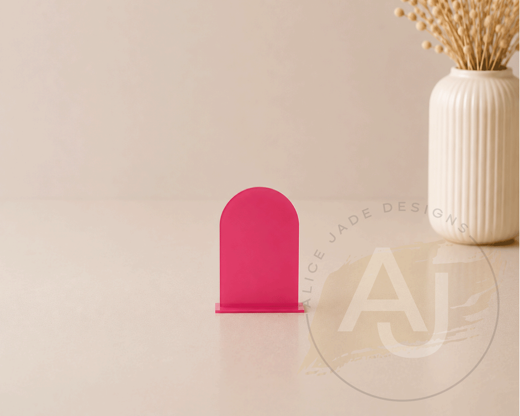 Mini Acrylic Arch Signs | Small Freestanding Sign | Market Display Sign | Modern Acrylic Place Card