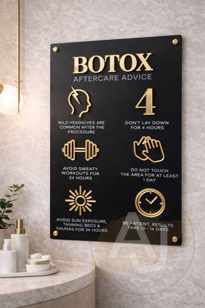 Botox Aftercare Advice Acrylic A3 Wall Sign | Beauty Sign | Business Sign | Spa Sign | Salon Sign | Salon Decor