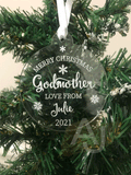 Personalised Merry Christmas Godmother Christmas Tree Bauble Decoration Gift