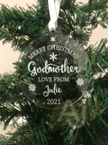 Personalised Merry Christmas Godmother Christmas Tree Bauble Decoration Gift