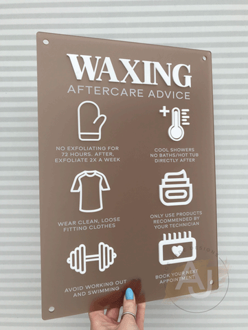 Waxing Aftercare Advice Acrylic A3 Wall Sign | Beauty Sign | Business Sign | Spa Sign | Salon Sign | Salon Decor