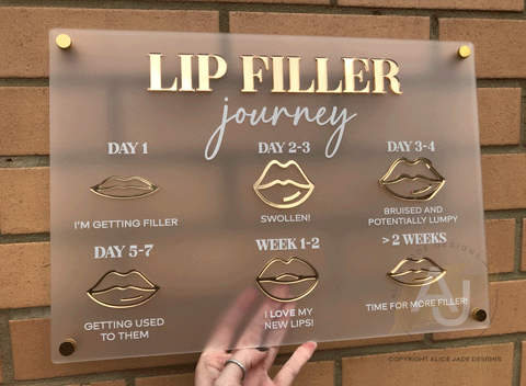 Lip Filler Journey Aftercare Advice Acrylic A3 Wall Sign | Beauty Sign | Business Sign | Spa Sign | Salon Sign | Salon Decor