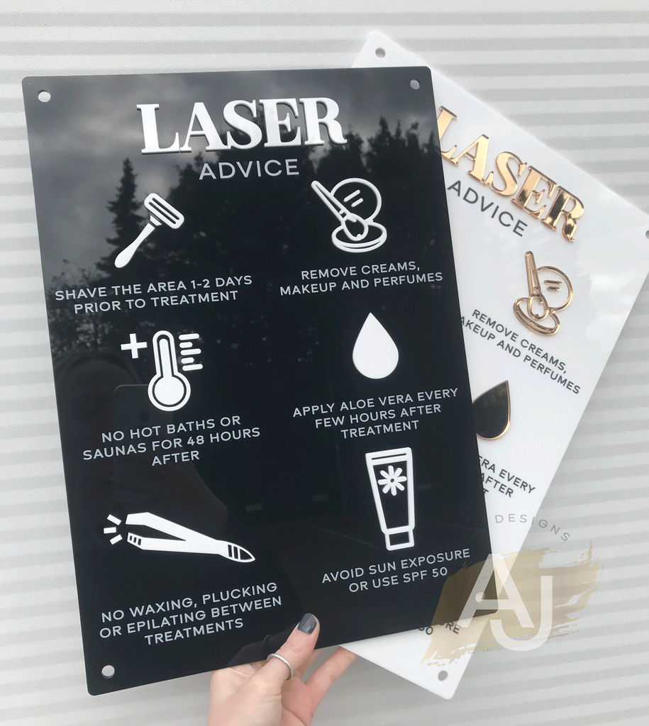 Laser Aftercare Advice Acrylic A3 Wall Sign | Beauty Sign | Business Sign | Spa Sign | Salon Sign | Salon Decor