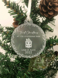 Personalised New Home Christmas Tree Frosted Bauble Decoration