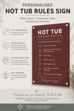 Custom Hot Tub Rules Plaque | Personalised Outdoor Acrylic Sign for Airbnb & Holiday Rentals