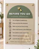 Before You Go – Acrylic Checkout Checklist Sign for Holiday Lets & Airbnb