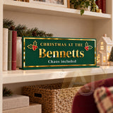 Personalised Christmas Table Sign – Family Chaos – Acrylic Decoration with Gold Mirror Details